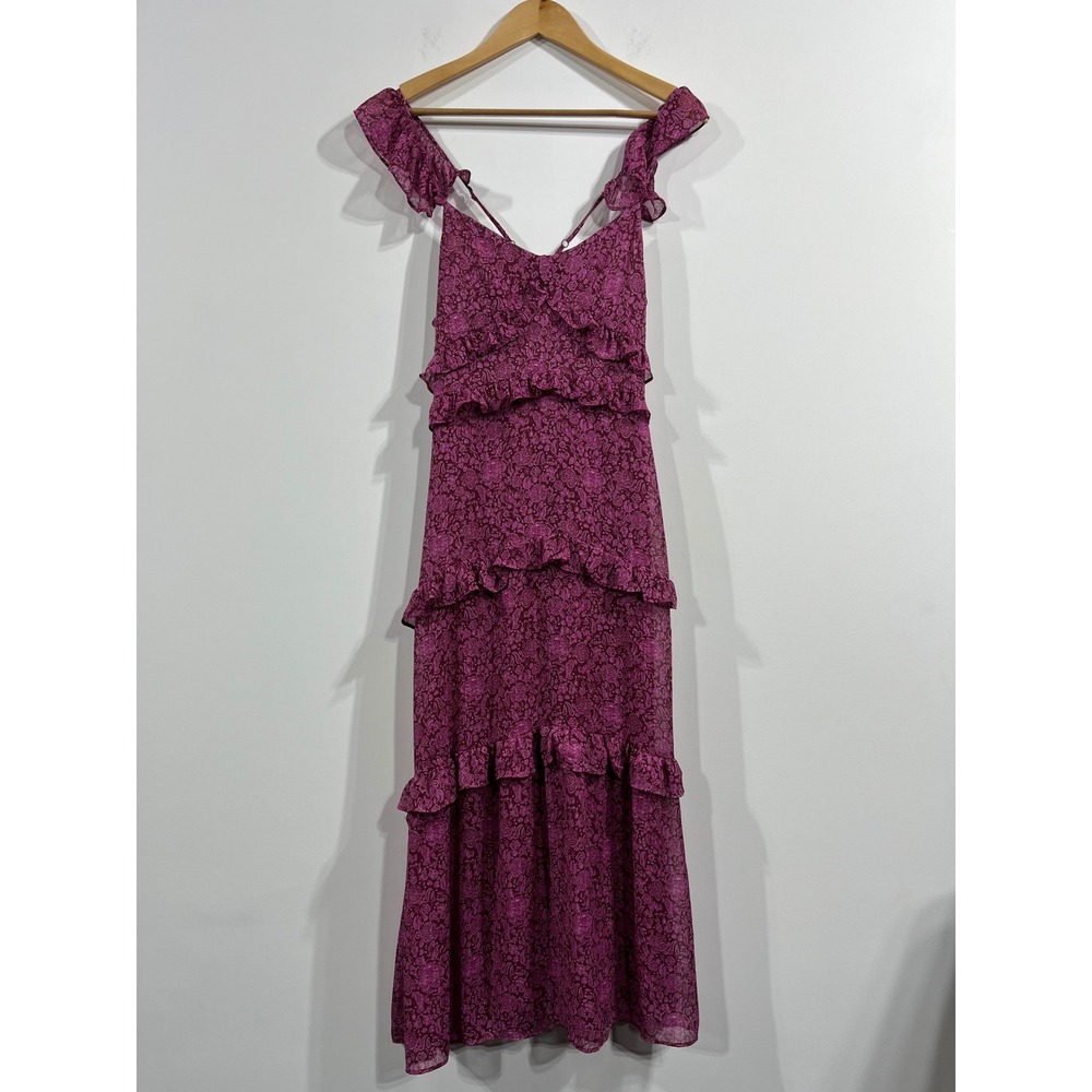 O.P.T. Tuckernuck Euro Summer Resort Babydoll Floral Tiered Maxi Dress Womens XS